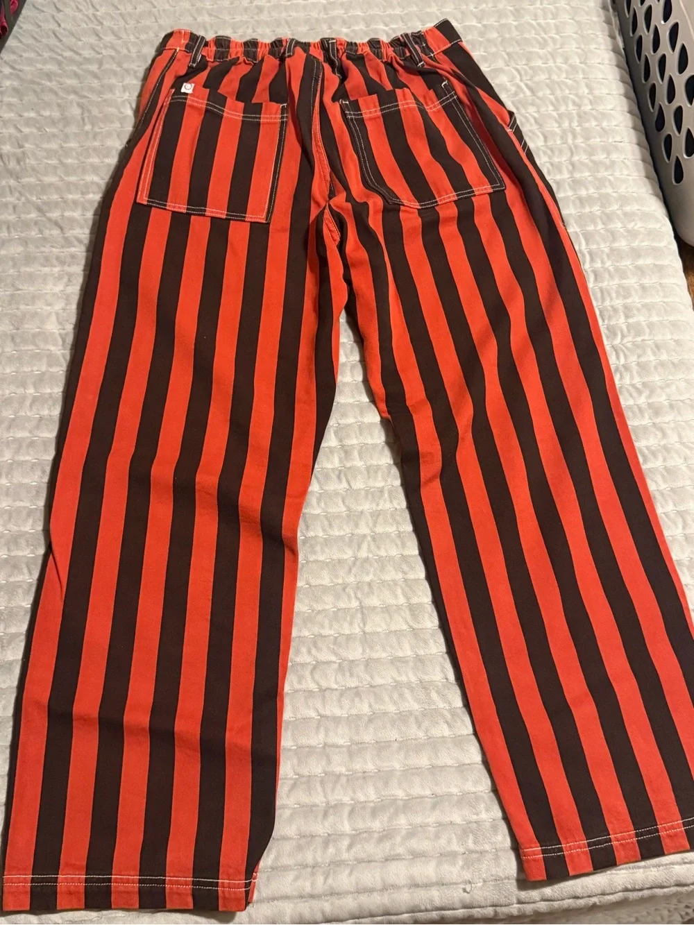 Big Bud Press Work Pants-Red and Black Vertical Stripe - Picture 11 of 12
